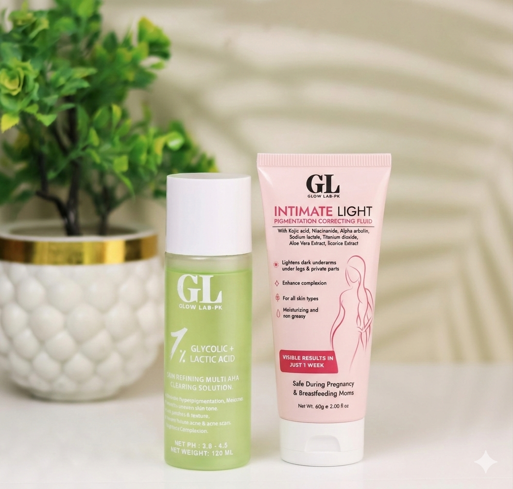 Brightening Besties (Glycolic Lactic acid toner + Intimate light fluid)