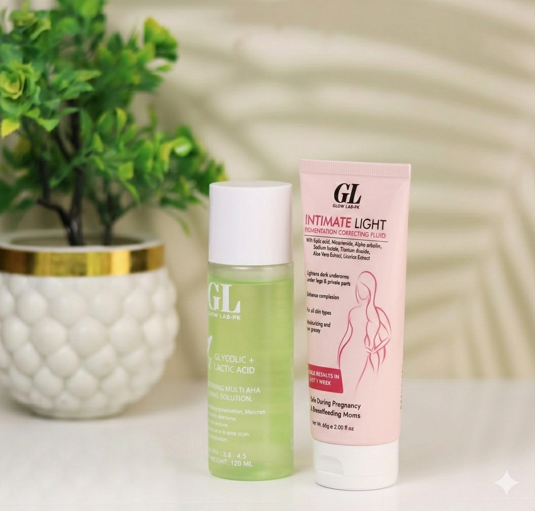 Brightening Besties (Glycolic Lactic acid toner + Intimate light fluid)